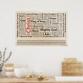 100 Namen von Jesus englische Rechtschreibung Poster (Küche)