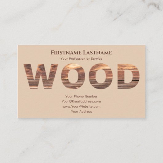 100% naturbelassener, Bio Holzkorntext Visitenkarte (Rückseite)