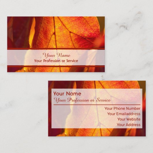 100% naturbelassener Bio Waldstil Visitenkarte (Vorne/Hinten)