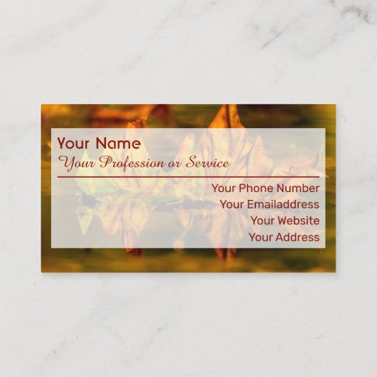 100% naturbelassener Bio Waldstil Visitenkarte (Rückseite)