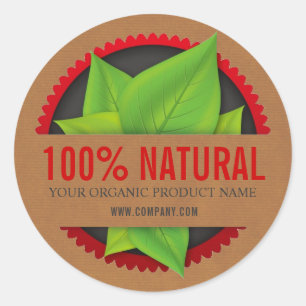 100 % natürliche pflanzliche Bio Produktkleber Runder Aufkleber