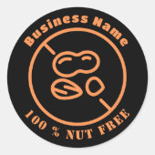 100 % Nut free no nuts Custom Food Label Runder Aufkleber (Vorderseite)