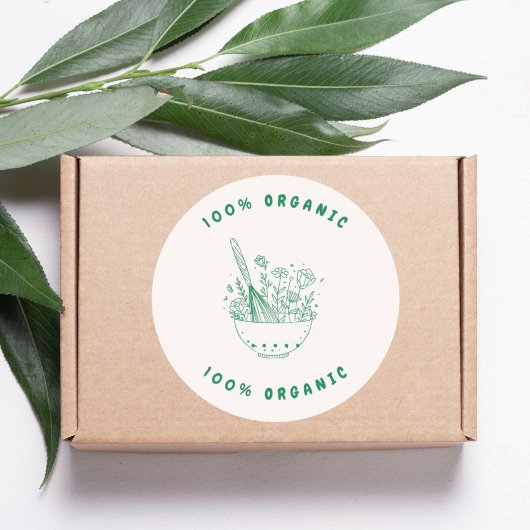 100% Organic Baking Flowers Runder Aufkleber