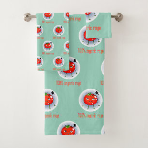 100% Organischer Ärger Lustige Wütende Tomate Badhandtuch Set
