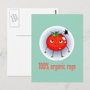 100% Organischer Ärger Lustige Wütende Tomate Postkarte