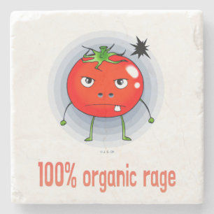 100% Organischer Ärger Lustige Wütende Tomate Steinuntersetzer