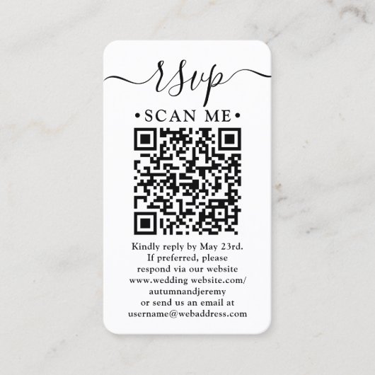 100 Pack QR Code Hochzeit RSVP & Details Gehäuse Visitenkarte (Vorderseite)