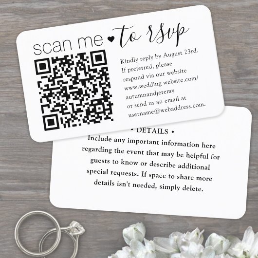 100 Pack QR Code UAWG & Details Hochzeitsszenario Visitenkarte