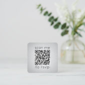 100 Pack QR Code UAWG Silver Foil Umschließung Quadratische Visitenkarte (Stehend Vorderseite)