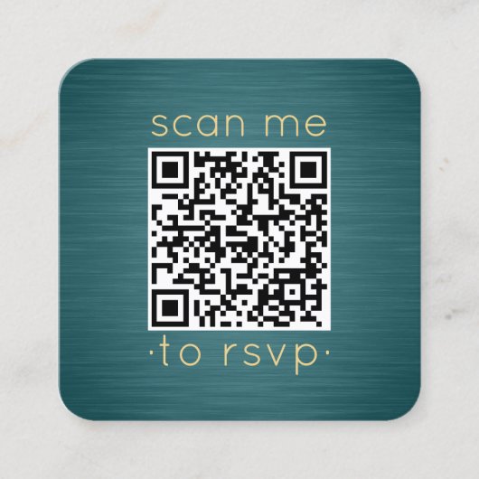 100 Pack QR UAWG Aquamarin und Gold Hochzeitscodie Quadratische Visitenkarte (Vorderseite)