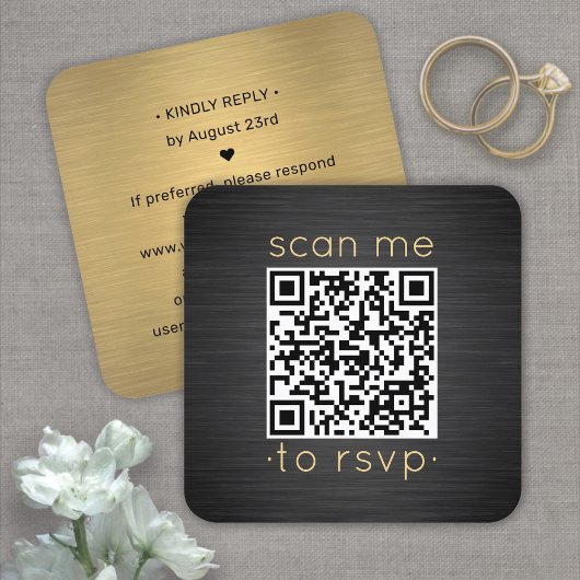 100 Pack QR UAWG Black and Gold Hochzeitsvorstellu Quadratische Visitenkarte