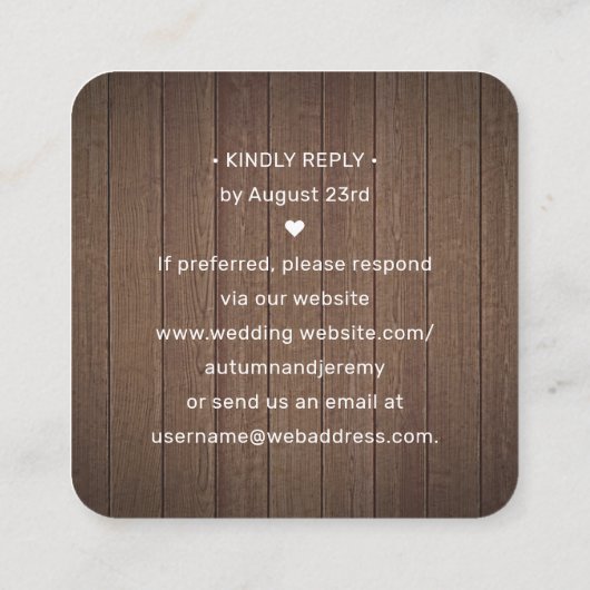 100 Pack QR UAWG Brown Imitate Wood Wedding Enclos Quadratische Visitenkarte (Rückseite)