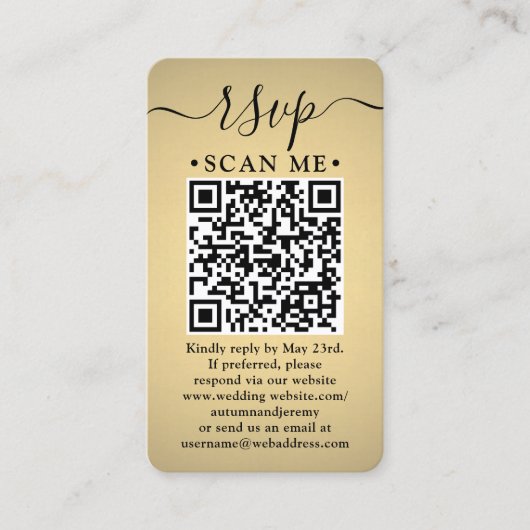 100 Pack QR UAWG Wedding Imitate Gold Umschließung Visitenkarte (Vorderseite)