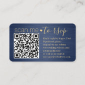 100 Pack Scan Me QR UAWG Blue und Gold Wedding Visitenkarte (Vorderseite)