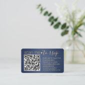 100 Pack Scan Me QR UAWG Blue und Gold Wedding Visitenkarte (Stehend Vorderseite)