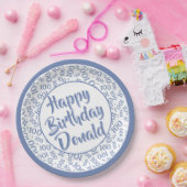 100. Party Random Number Pattern Blau/Weiß Pappteller (Party)