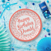 100. Party Random Number Pattern Coral/White Pappteller (Party)