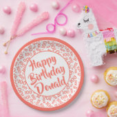 100. Party Random Number Pattern Coral/White Pappteller (Party)