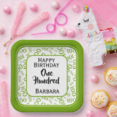 100. Party Random Number Pattern Grün/Weiß Pappteller (Party)