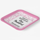 100. Party Random Number Pattern Rosa/Weiß Pappteller (Gewinkelt)