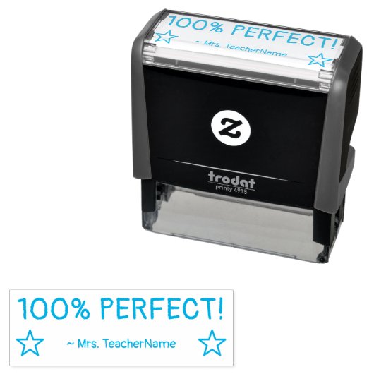 "100% PERFEKT!" + Instructor Name Kautschuk Briefm Permastempel (Beispiel)
