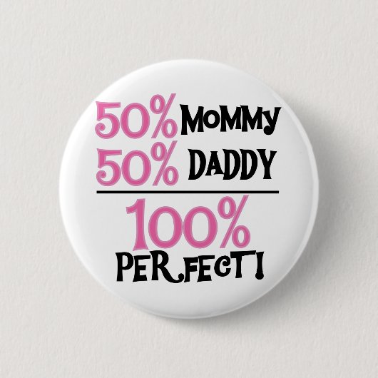 100% perfekt - rosa T-Shirts und Geschenke Button (Vorderseite)
