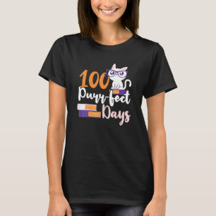 100 perfekte Tage Mädchen Katze 100. Schultag T-Shirt