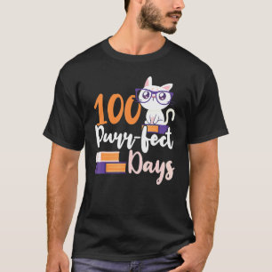 100 perfekte Tage Mädchen Katze 100. Schultag T-Shirt