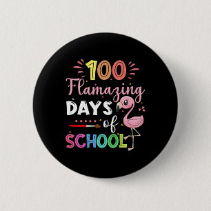 100 Phantastische Schultage Niedlich Flamingo Stud Button