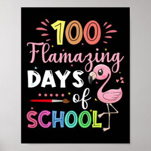 100 Phantastische Schultage Niedlich Flamingo Stud Poster