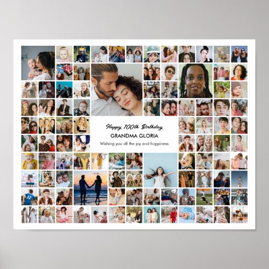 100 Pictures Photo Collage Personalized Gift Poster (Vorne)