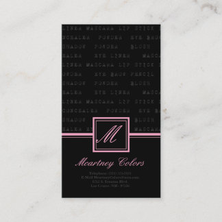 100 Pink Black Make Up Words Artist Business Card Visitenkarte