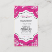 100 Pink-Damast-Nagel-Techniker-Visitenkarte Visitenkarte (Rückseite)