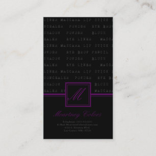 100 Plum Lila Make-up Words Artist Business Card Visitenkarte