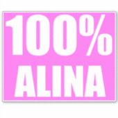 100 Prozent Alina Name Aufkleber (Vorderseite)