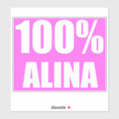 100 Prozent Alina Name Aufkleber (Blatt)