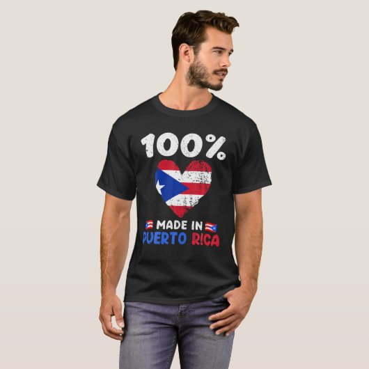 100 Prozent hergestellt in Puerto Rica Sprichwort T-Shirt (Vorne ganz)