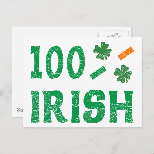 100 Prozent irisch Postkarte (Vorne/Hinten)