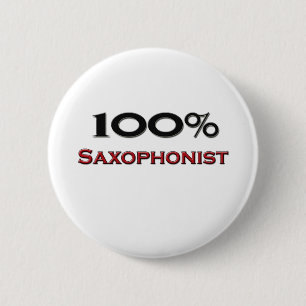 100 Prozent-Saxophonist Button
