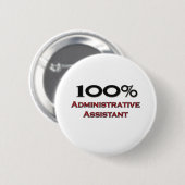 100 Prozent-Verwaltungsmitarbeiter Button (Vorne & Hinten)
