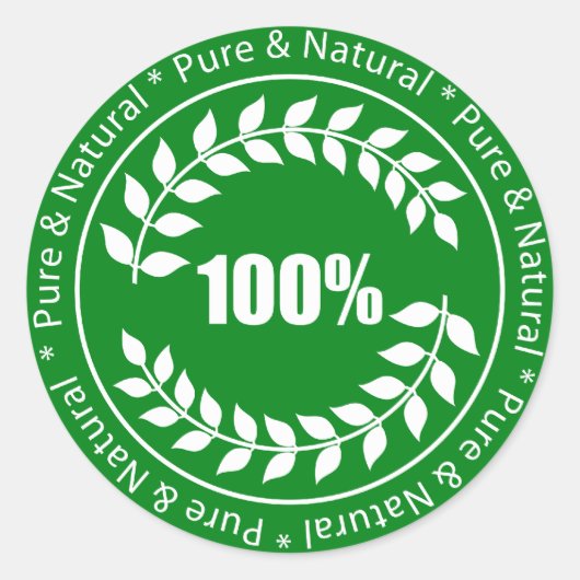 100% Pure & Natural Sign Sticker (Vorderseite)