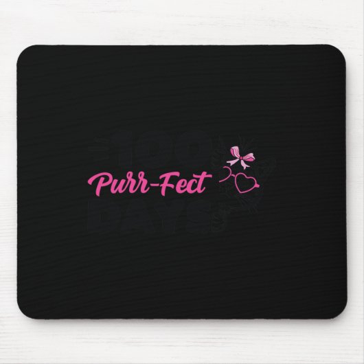 100 Purr-fect Days Niedlich Cat Student School Fun Mousepad (Vorne)