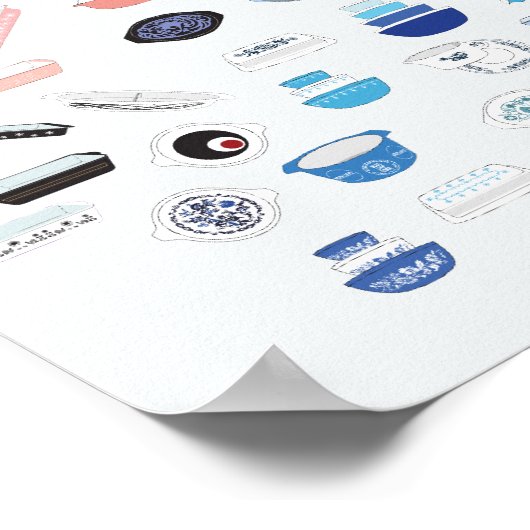 100 Pyrex - weiß/leicht grau Poster (Ecke)