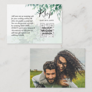 100 QR CODE WEDDING RSVP Greenery FOTO Umschließun Visitenkarte