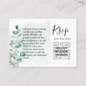 100 QR CODE WEDDING RSVP Greenery FOTO Umschließun Visitenkarte (Vorderseite)
