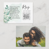 100 QR CODE WEDDING RSVP Greenery FOTO Umschließun Visitenkarte (Vorne/Hinten)