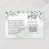 100 QR CODE WEDDING RSVP Greenery FOTO Umschließun Visitenkarte (Vorderseite)