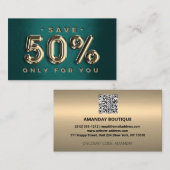 100 QRCODE 50%OFF Logo Green Gold Professio einfüh Visitenkarte (Vorne/Hinten)