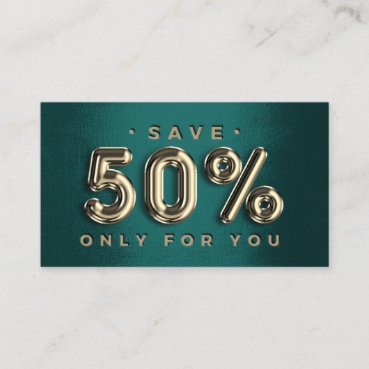 100 QRCODE 50%OFF Logo Green Gold Professio einfüh Visitenkarte (Vorderseite)