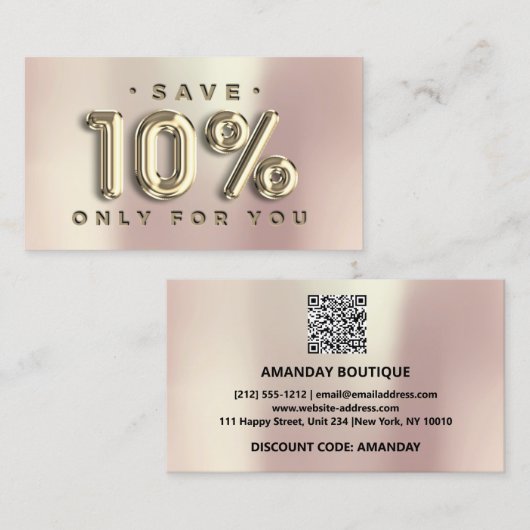100 QRCODE EINFÜGEN 10%OFF Custom Logo Rose Gold Visitenkarte (Vorne/Hinten)
